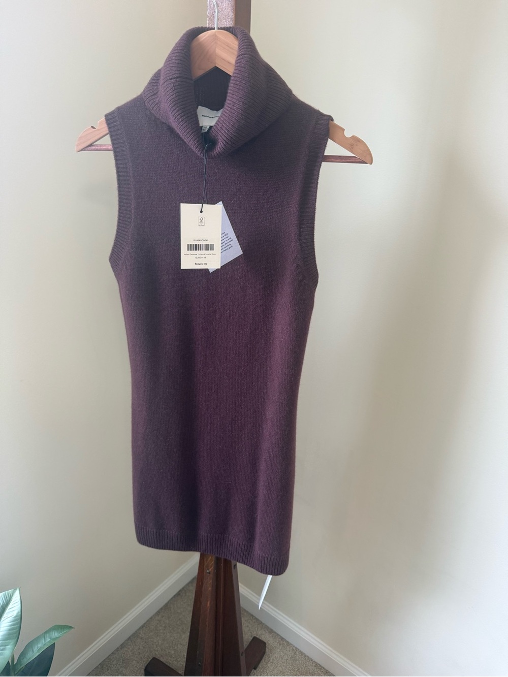 Reformation Sleeveless Cowl Neck Sweater Dress - Plum